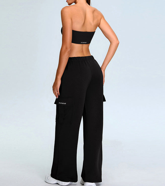 Rib Knit One Piece Tube Top Sports Bra