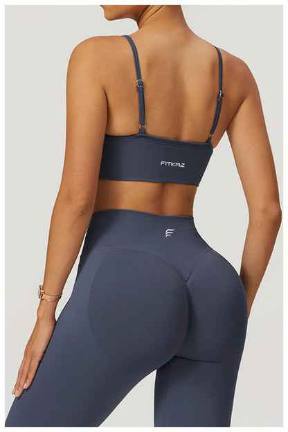 Seamless Knitted Deep V Classic Sports Bra