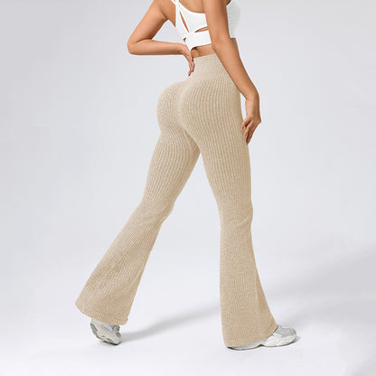 Rib Knit High Waist High Elasticity Sports Pants