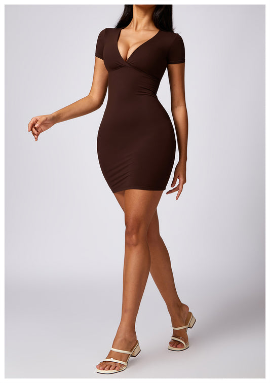 Deep V Neck Hottie Slim Short Dress (with pads)
