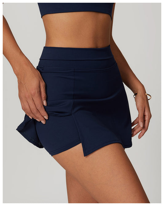 High Waist A Shape Mini Slit Build-in Sports Skirts