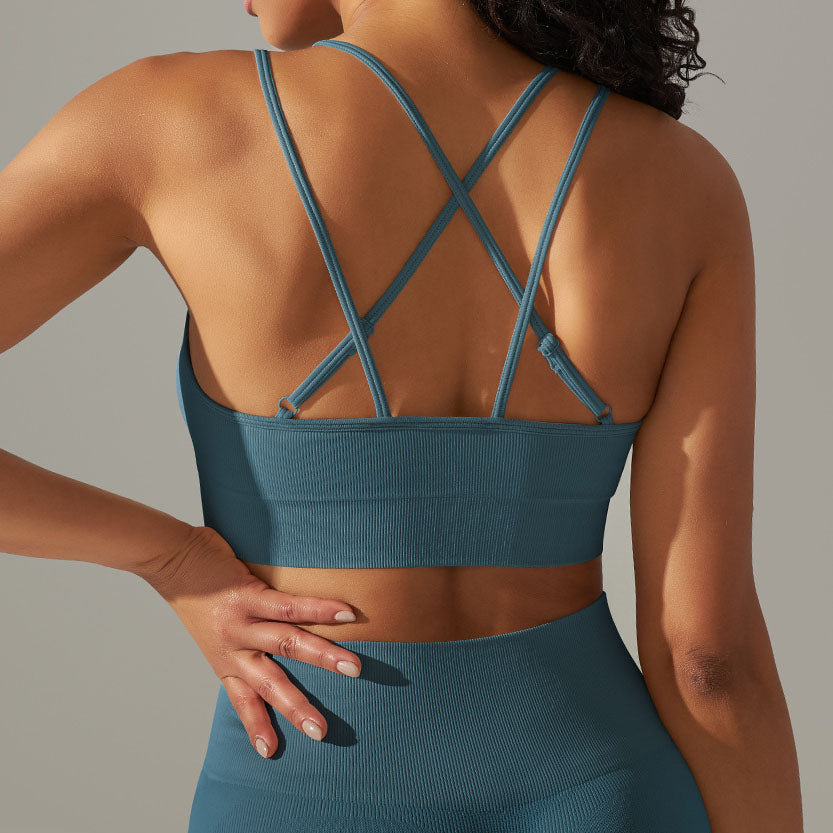 Happy Price Series Vertical Line Stretchy 4 Piece Sports Set