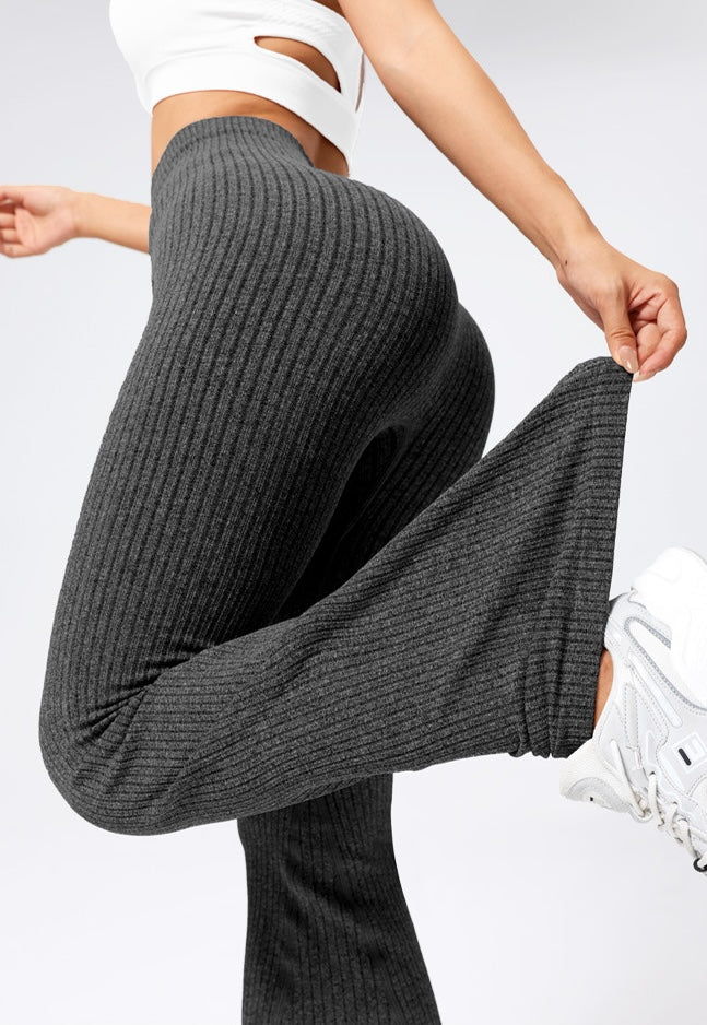 Rib Knit High Waist High Elasticity Sports Pants