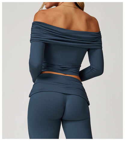Off Shoulder Built-in Pads Casual Sports Top