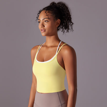 Crossed Line Strap Fake Two-Piece Sports Tank Top
