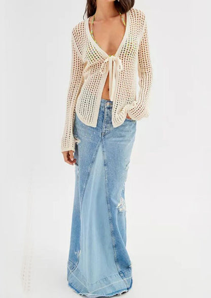 Summer Knitted Hallow Straps Beach Cover Sweater
