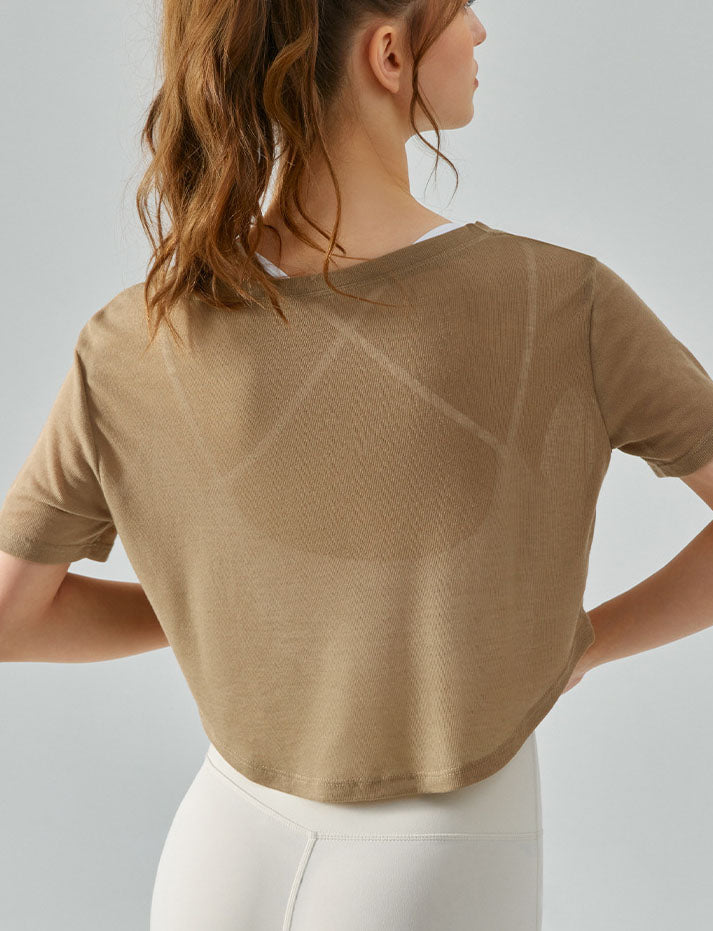 V Neck Bottons Breathable Ultra Light Yoga Top