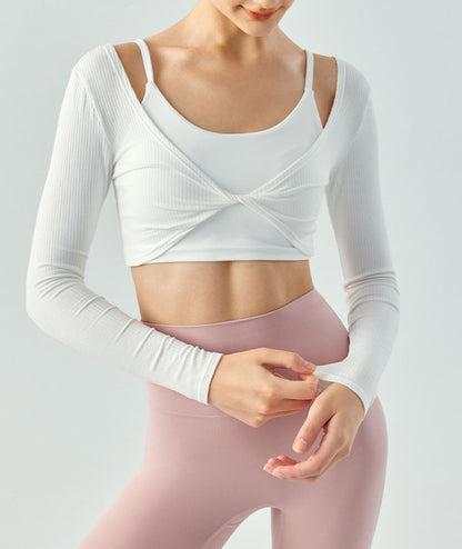 Flash Sale - Kink Pleated Front Breathable Slim Fit Yoga Sweater