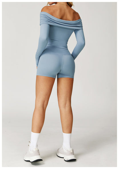 Off Shoulder Built-in Pads Casual Sports Top