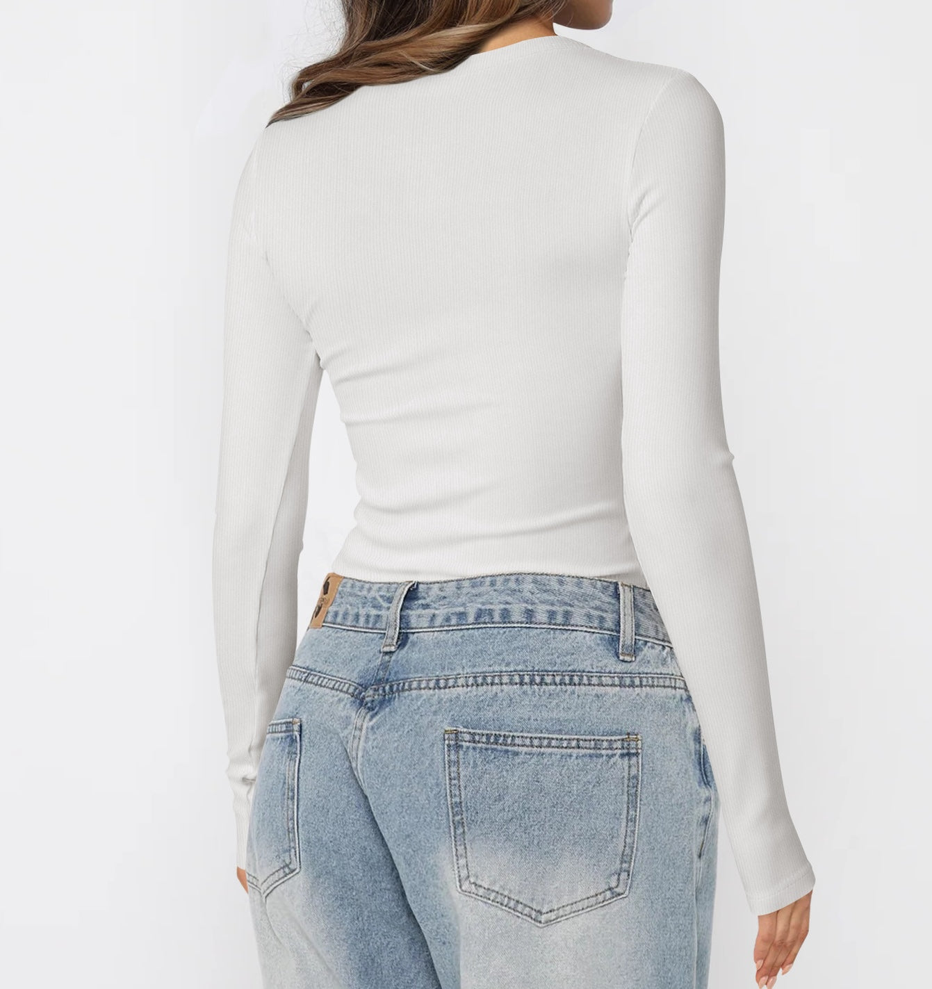 Basic Beauty Slim Fit U Neck Long Sleeve T-shirt