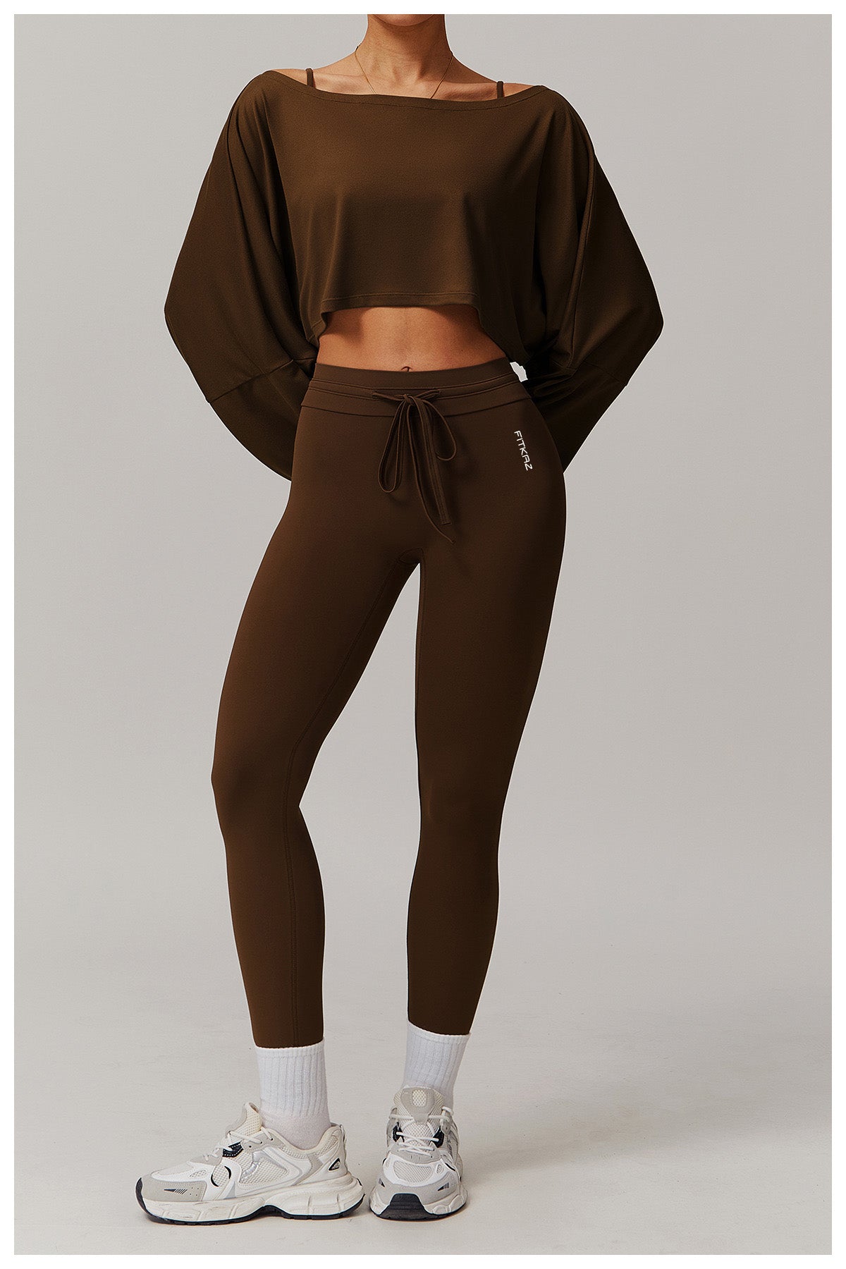 Ultra Soft High Elasticity Wild Neck Long Sleeve Sports Crop Tops