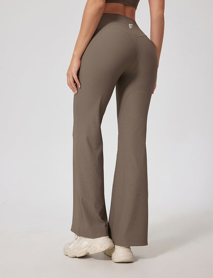 Rib Knit Casual Loose Boot Cut Sports Pants