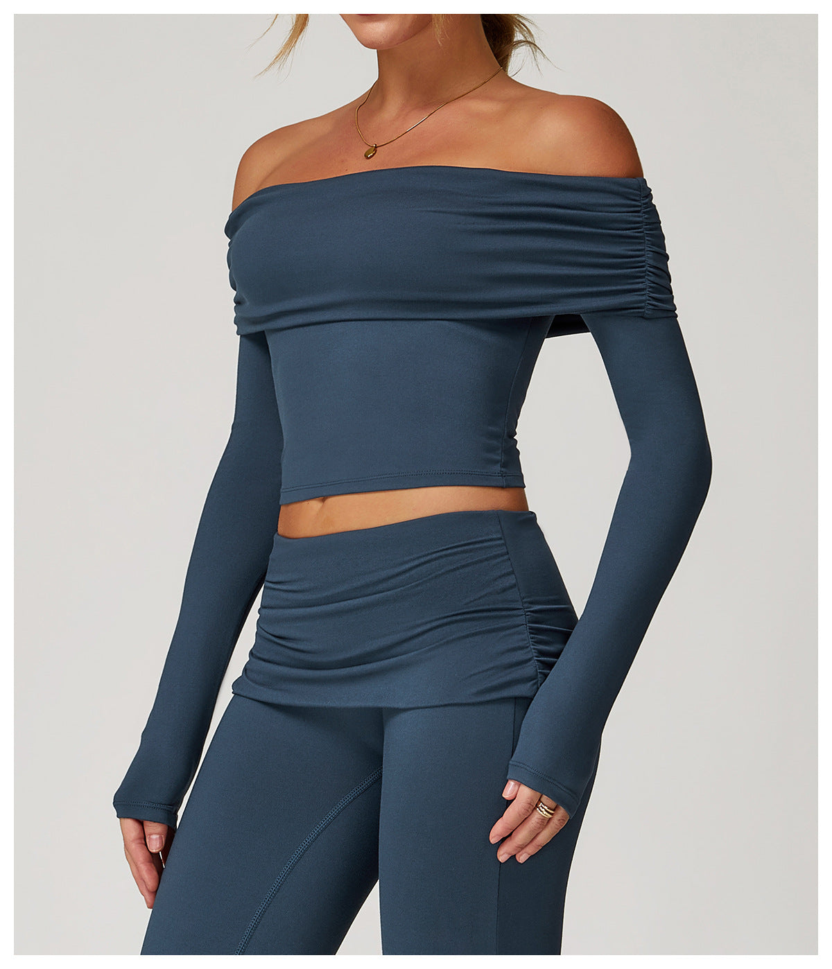 Off Shoulder Built-in Pads Casual Sports Top