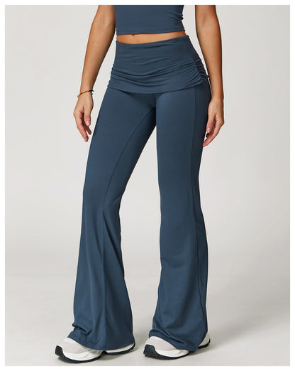 Wrinkles Waist Casual Boot Cut Sports Pants