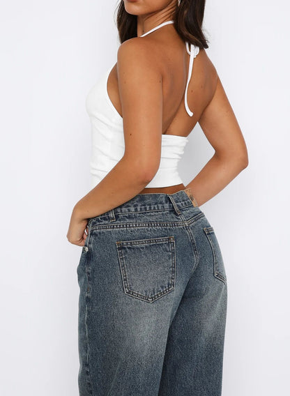 Thin Straps Lace Deep U Neck Back Beauty Tank Top