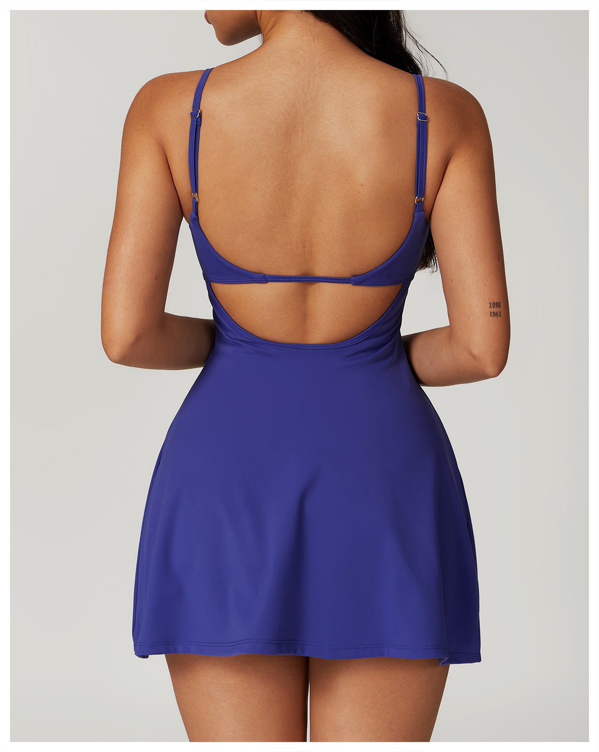 Thin Straps Built-in Jumpsuit High Cut A Shape A Shape Short Dress
