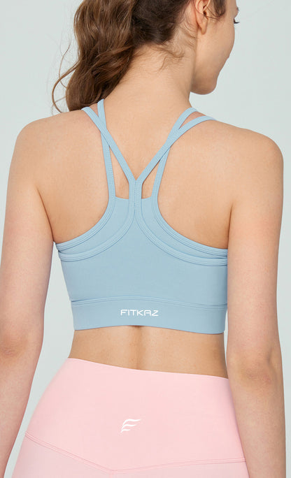 Mesh Patchwork Wrinkles Neck Sports Bra