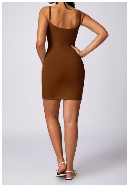 Basic Beauty Slim Fit Thin Straps Back Beauty Slip Dress