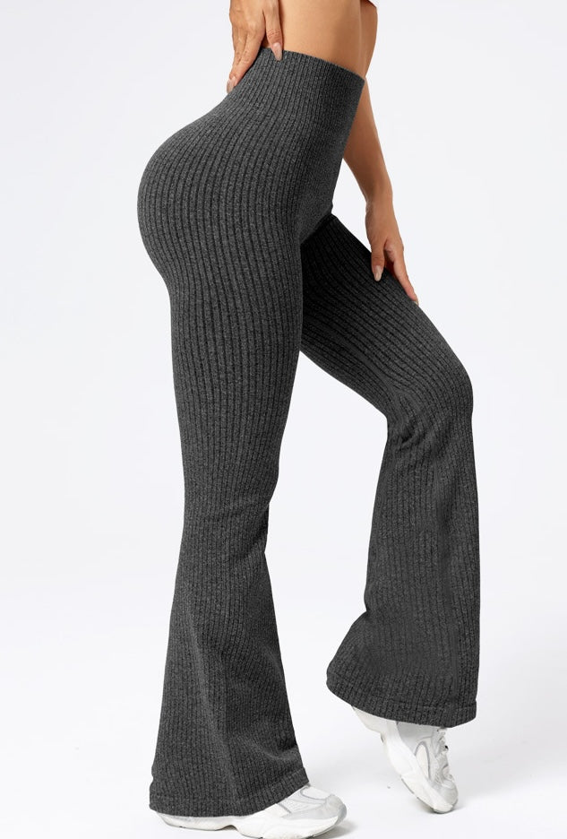 Rib Knit High Waist High Elasticity Sports Pants