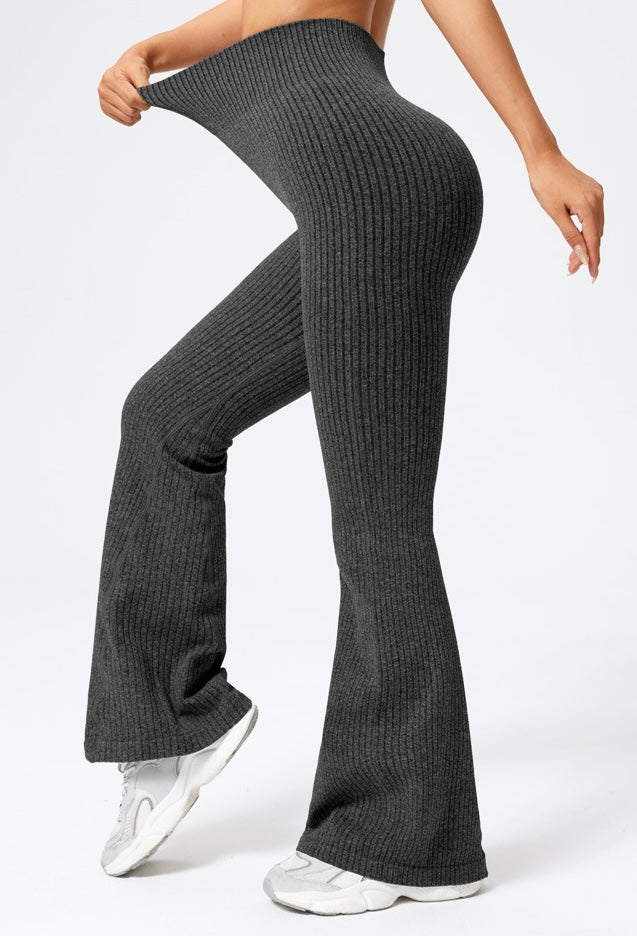 Rib Knit High Waist High Elasticity Sports Pants