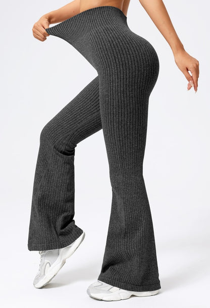 Rib Knit High Waist High Elasticity Sports Pants
