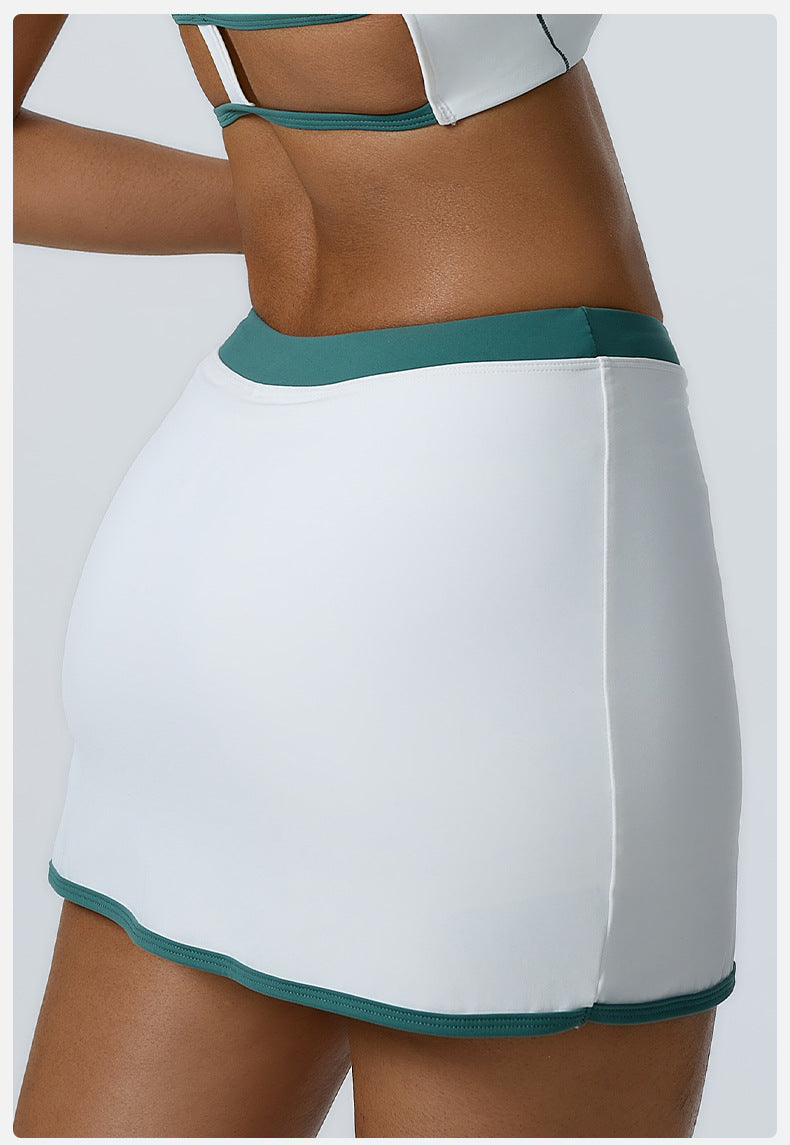 White Line Build-in Shorts Slim Fit Mini Sports Skirts