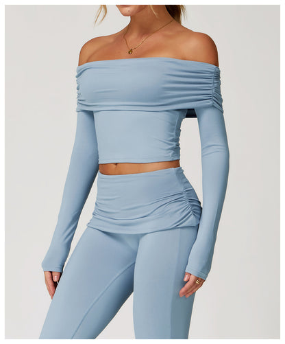 Off Shoulder Built-in Pads Casual Sports Top