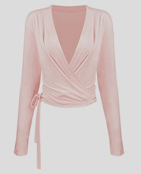 26’ Pilates Queen Wrap Top Cotton Pink