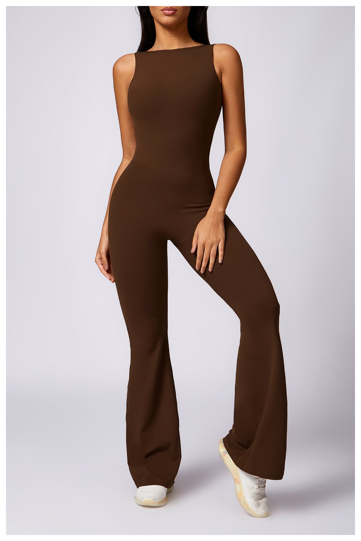 Casual Light Boot Cut Back Beauty One Piece Jumpsuit (No Pads)