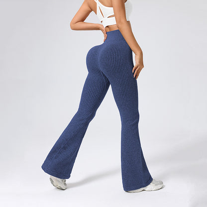 Rib Knit High Waist High Elasticity Sports Pants