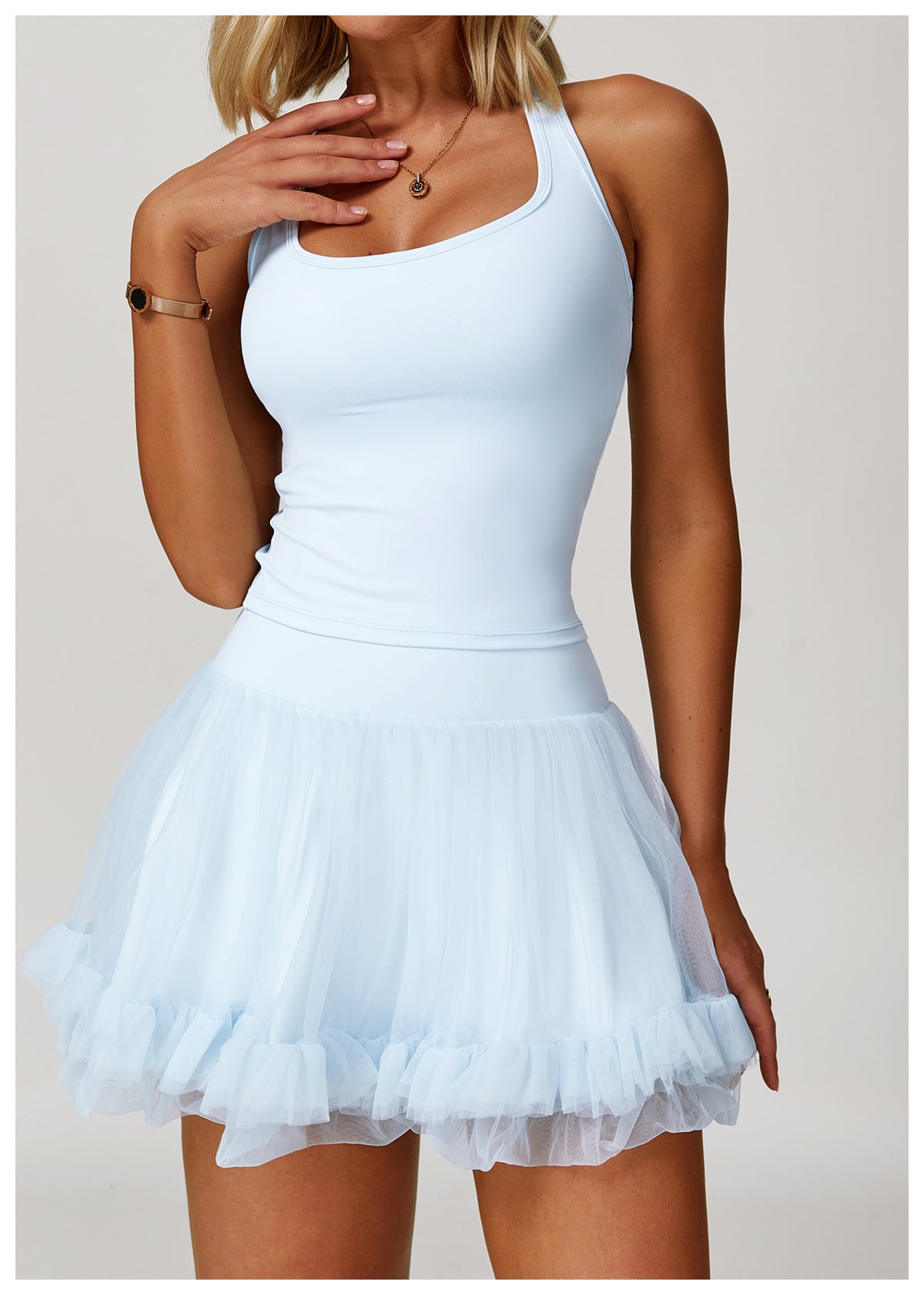 Square Neck Push Up Racer Back Sports Tank Top