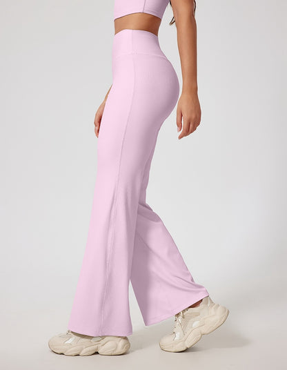 Rib Knit Casual Loose Boot Cut Sports Pants