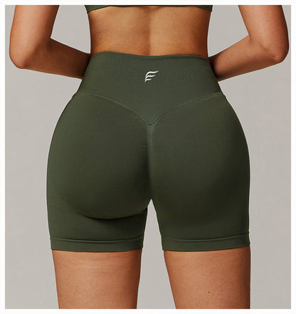 Seamless Knitted Mid High Waist High Intensity Peach Booty Sports Short