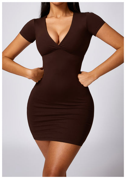 Deep V Neck Hottie Slim Short Dress (with pads)