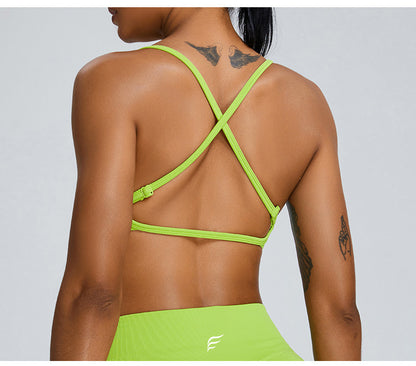 Seamless Knitted Adjustable Cross Back Beauty Sports Bra