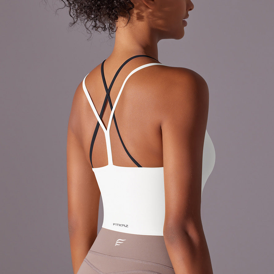 Crossed Line Strap Fake Two-Piece Sports Tank Top