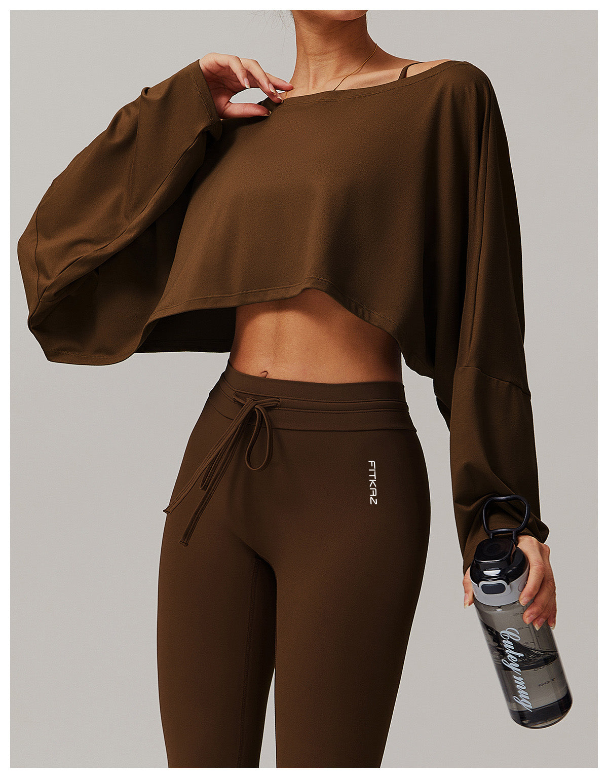 Ultra Soft High Elasticity Wild Neck Long Sleeve Sports Crop Tops