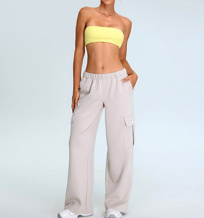 Rib Knit One Piece Tube Top Sports Bra