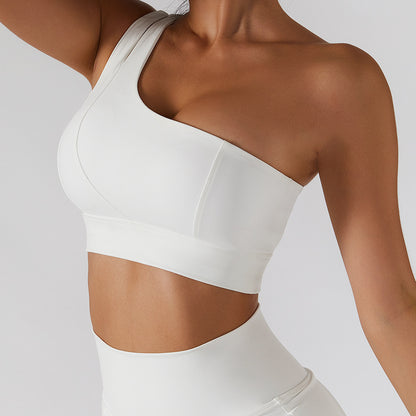 Irregular One Shoulder Thick Straps High Intensity Sports Bra