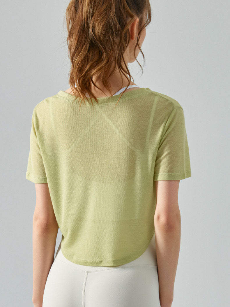 V Neck Bottons Breathable Ultra Light Yoga Top