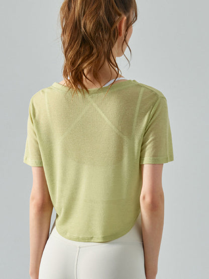 V Neck Bottons Breathable Ultra Light Yoga Top