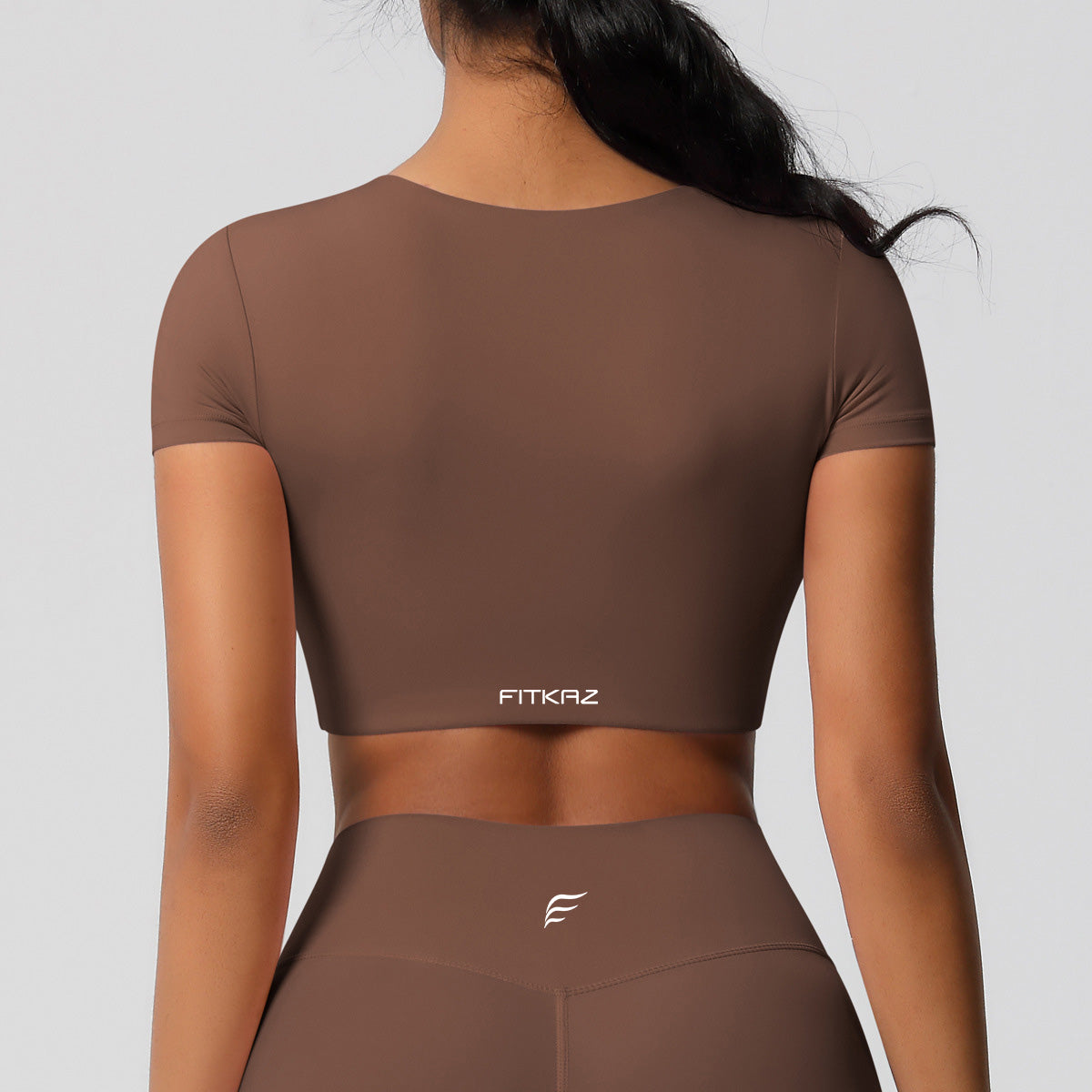 Classic All Star Built-in Pads Short Sleeve Chestnut Sports Crop Tops