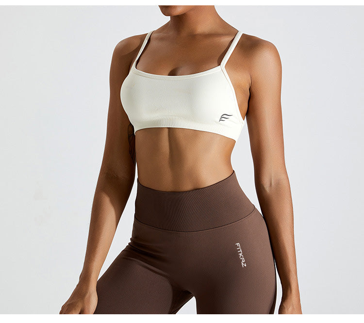 Seamless Knitted Adjustable Cross Back Beauty Sports Bra