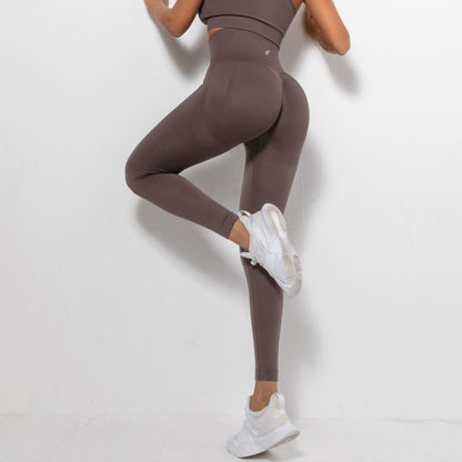 Classic Stretchy Seamless Peach Booty Leggings - Coffee