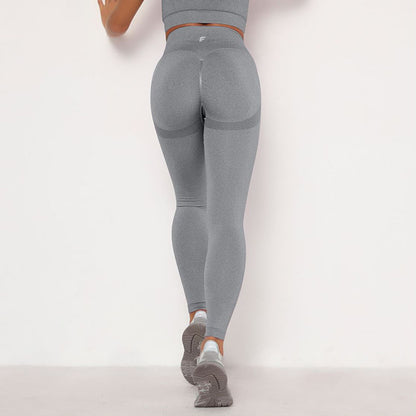 Classic Stretchy Seamless Peach Booty Leggings - Mid Grey